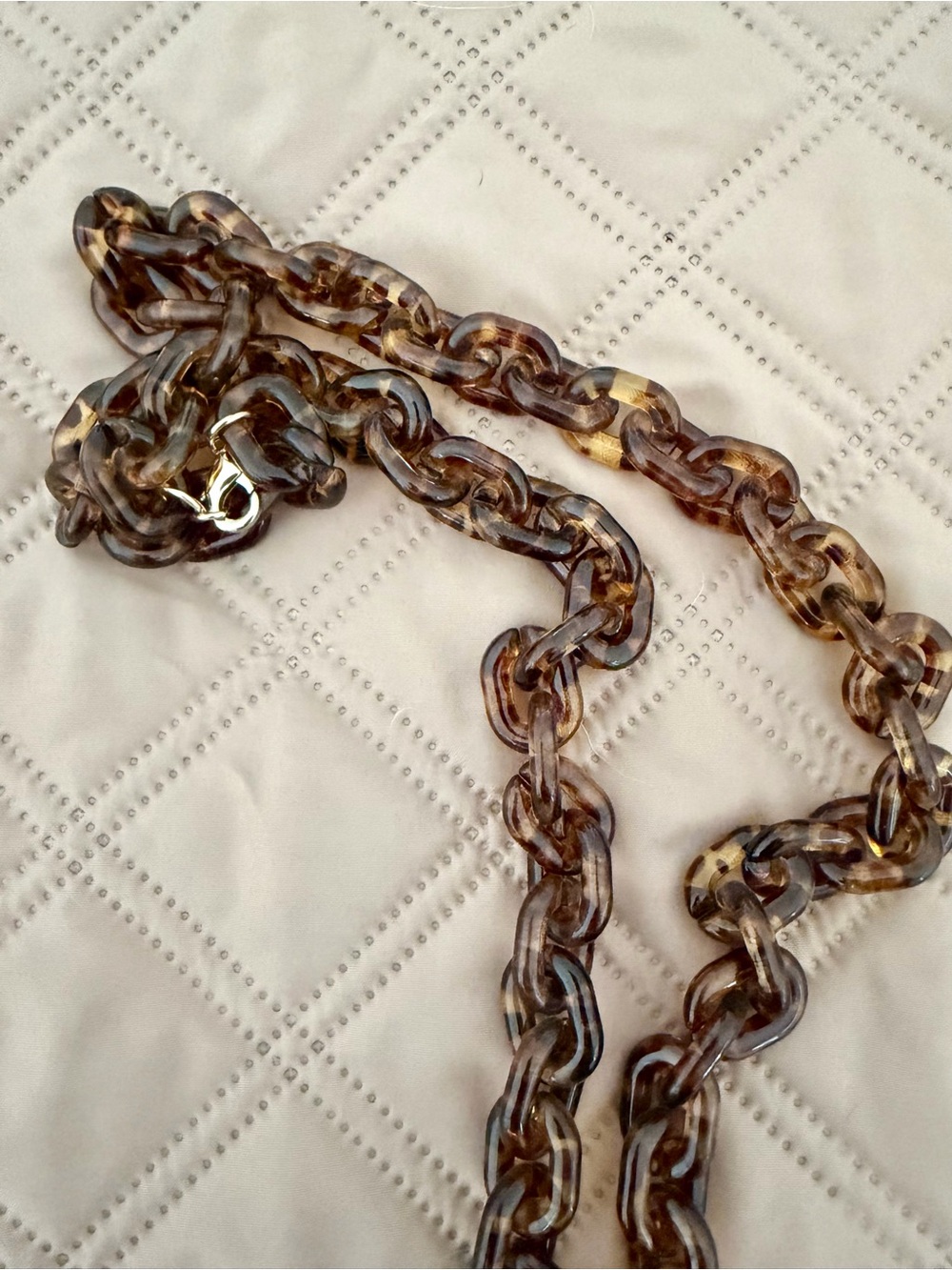 Anthropologie Long Tortoiseshell Resin Link Necklace
